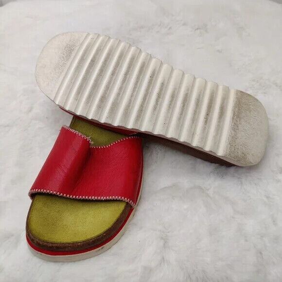 Y2K Womens Red Leather Sandal Sz 9 - Picture 6 of 9